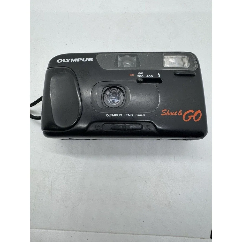 Olympus Shoot & Go R 35mm Point & Shoot Film Camera Fixed Focus Flash Black